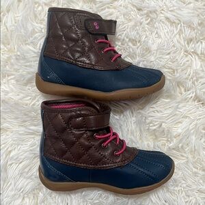 Surprize by Stride Rite Blue Pink Brown Duck Boots size 7